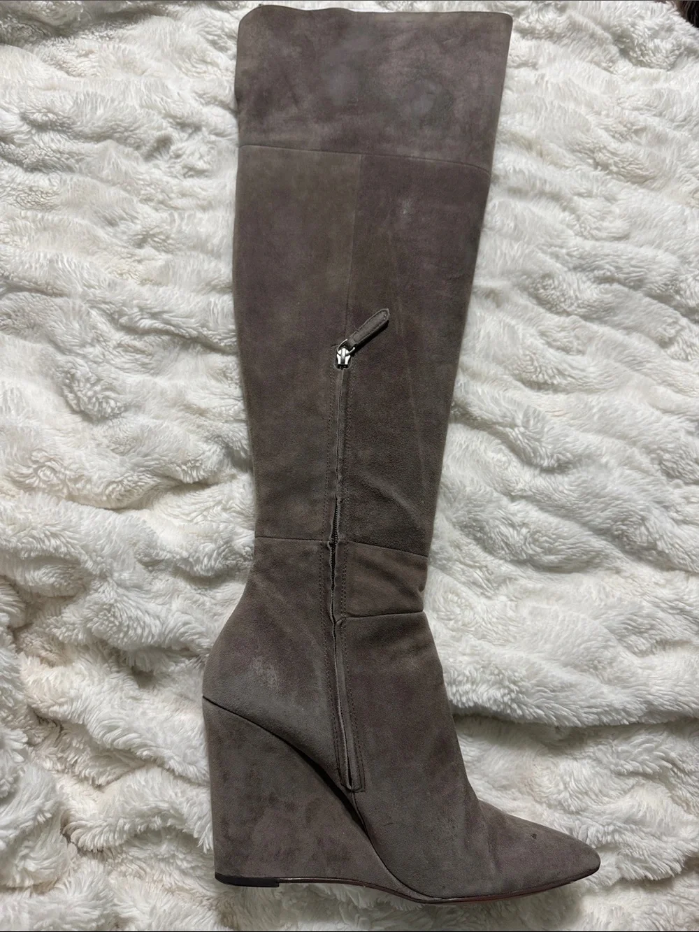 Pour La Victoire Grey suede Serra Over Knee Boots 8